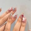 Ongles Press-On Strass et Gemmes Xiaohongshu: Style Doux Japonais Court Style Ballet