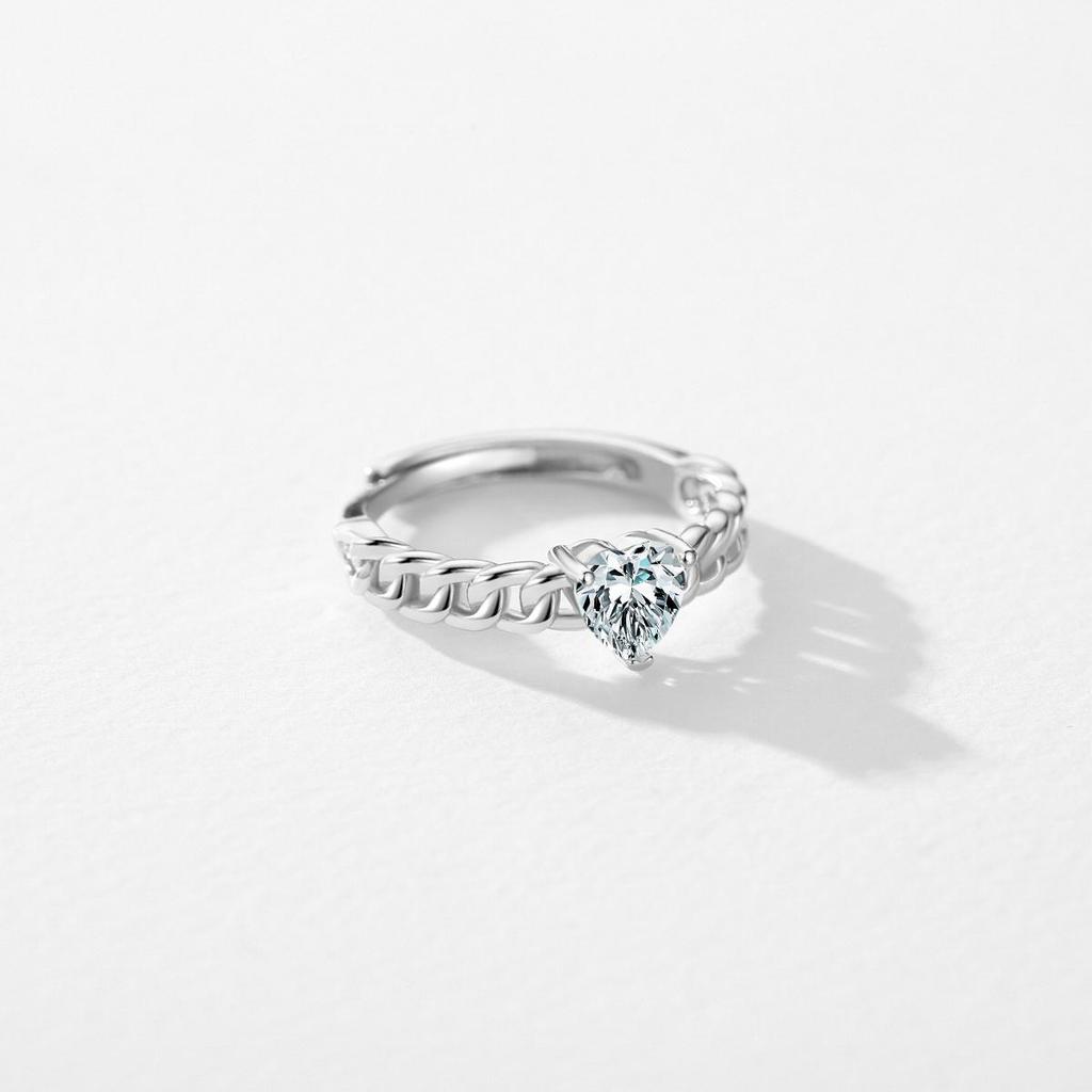 MODIAN Real 925 Sterling Silver Heart Engagement Open Size Ring Dazzling Cubic Zirconia Romantic Band For Women Wedding Jewelry