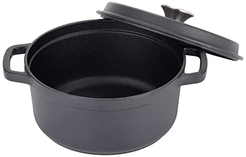 Captain Stag Cocotte Dutch Oven, 22cm, 2.8L Capacity, Cast Iron, No Seasoning Required, Gas, Induction, and Oven Compatible, UG-3037