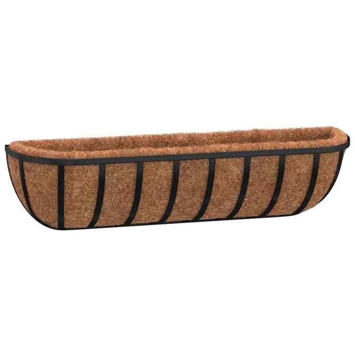 VidaXL Jardinières murales 2 pcs en coco noir 61x19x16 cm acier 319354