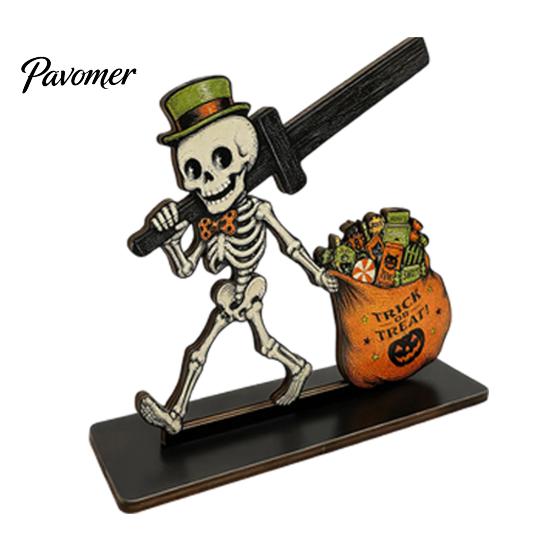 Wooden Roll Paper Stand Halloween Napkin Holder, Spooky Rustic Holder Towel for Home Kitchen Bathroom Countertop Dining Table Decor