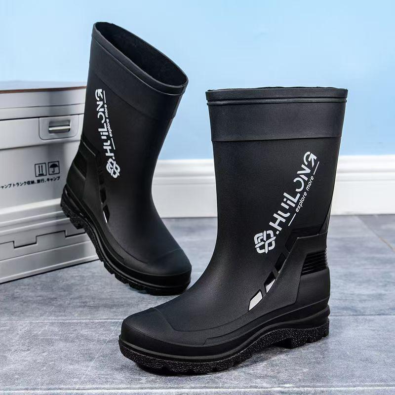 

Stylish Men s Non-Slip Waterproof High-Top Rain Boots with Drawstring - Long Tube Fishing Wear-Resistant 43