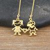 Nidin Cute Gold Plated Boy and Girl Chain Pendant Necklace Copper Zircon White Stone Heart Neck Jewelry Mother's Day Gift