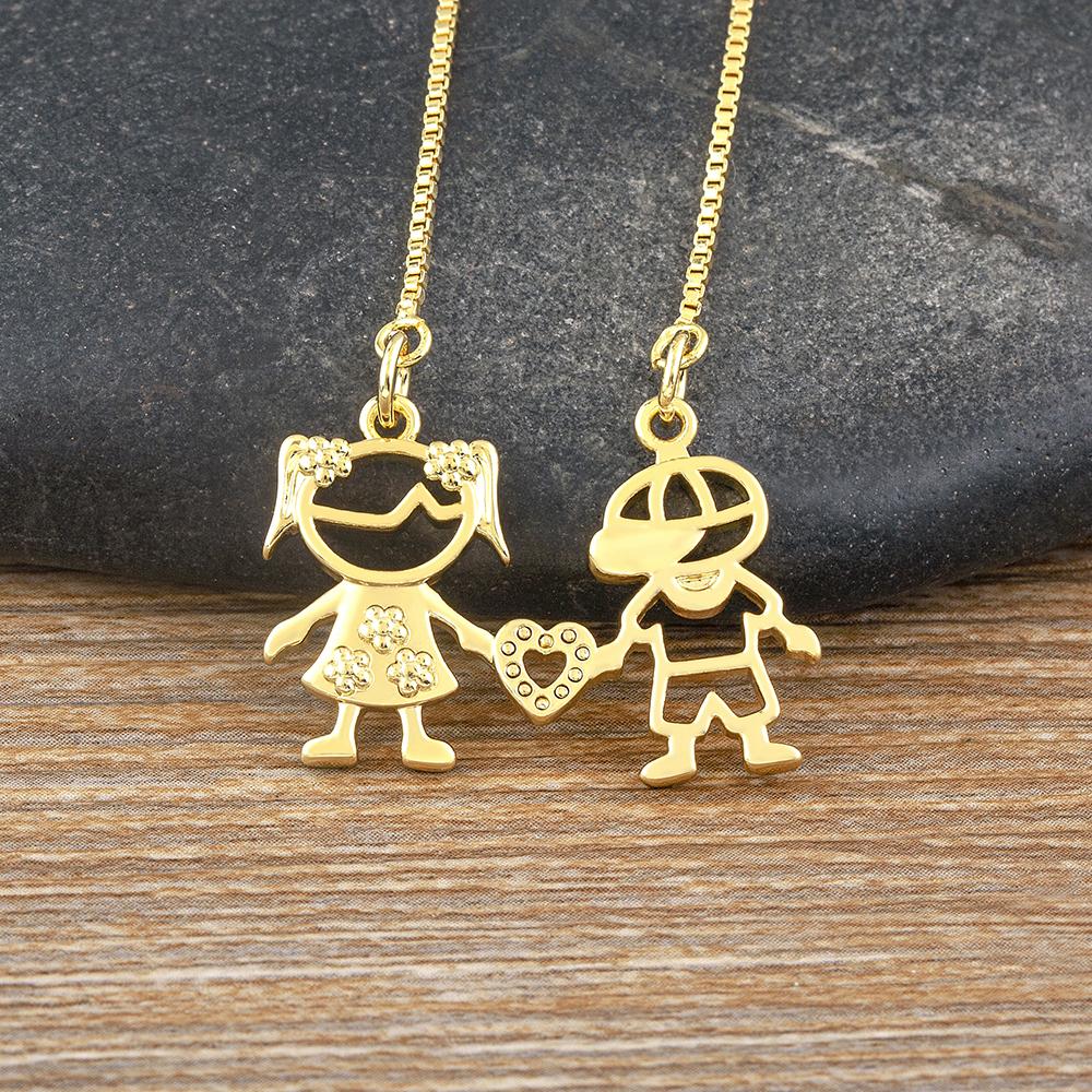 Nidin New Trendy Love Heart Shape Girl Boy Shine Zircon Pendant Necklace For Women Female Chain Choker Jewelry Mother's Day Gift