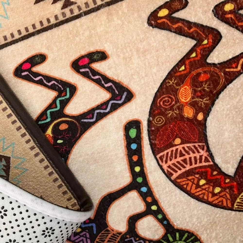 Kokopelli Bath Mat, Southwestern Native Non Slip Bath Mat America Ethnic Tribal VintageBathroom Mats and Rugs Geometric Retro Abstract Memory Foam