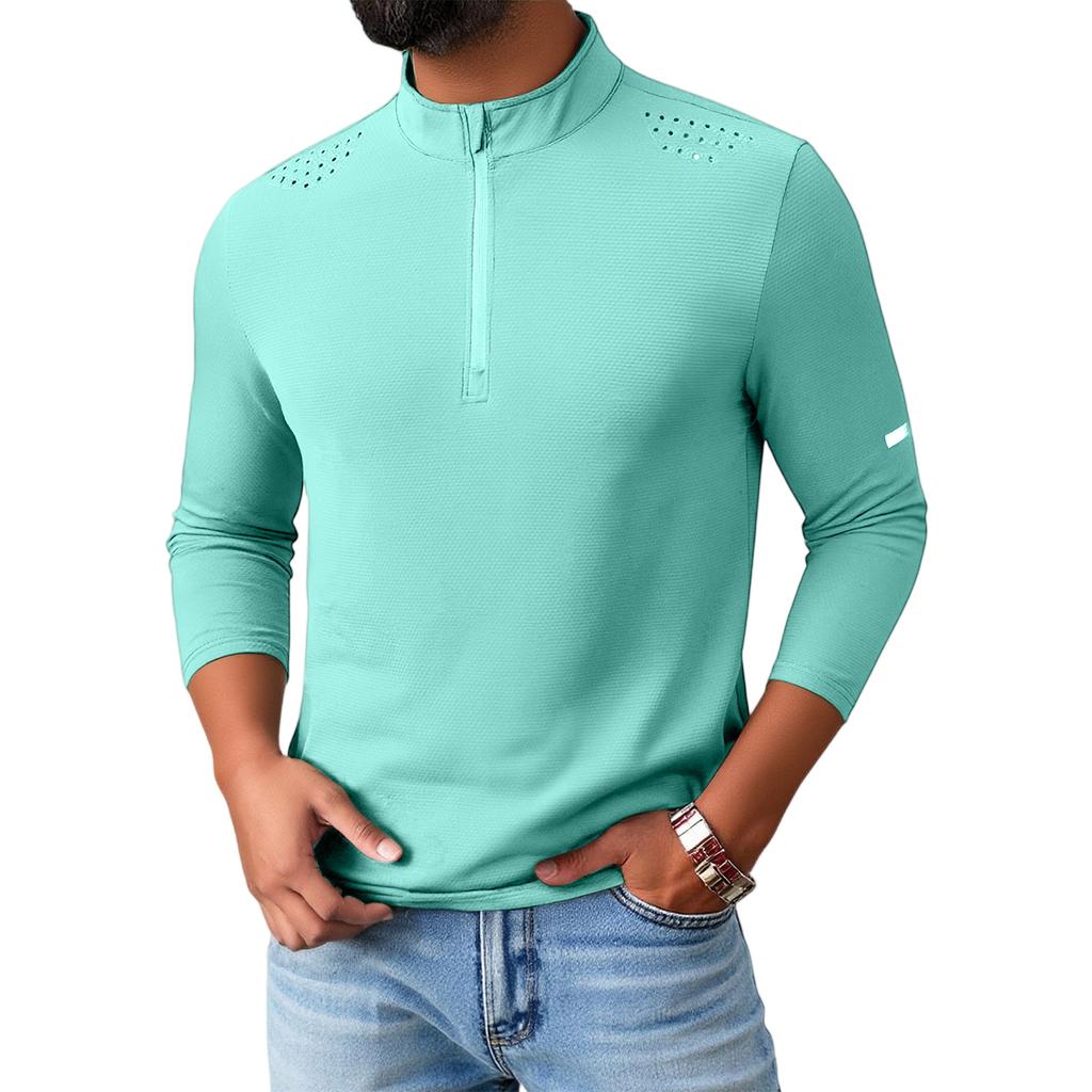 Men's  Fitness  Sports  Quick To Dry  Half Zipper  Self-Cultivation  Pullover  Long Sleeves  Hoodie