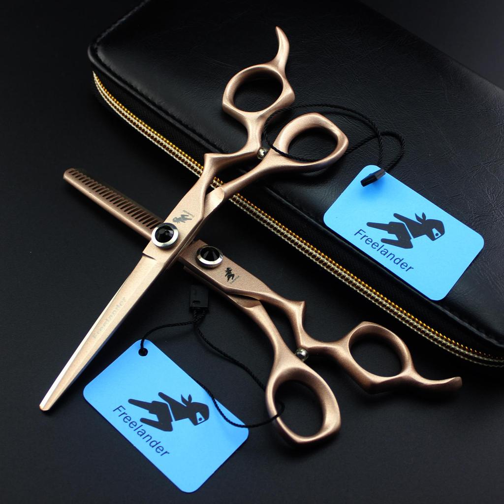 6.0 Inch Curved Handle Hairdressing Scissors, Rich Gold, Barber & Thinning