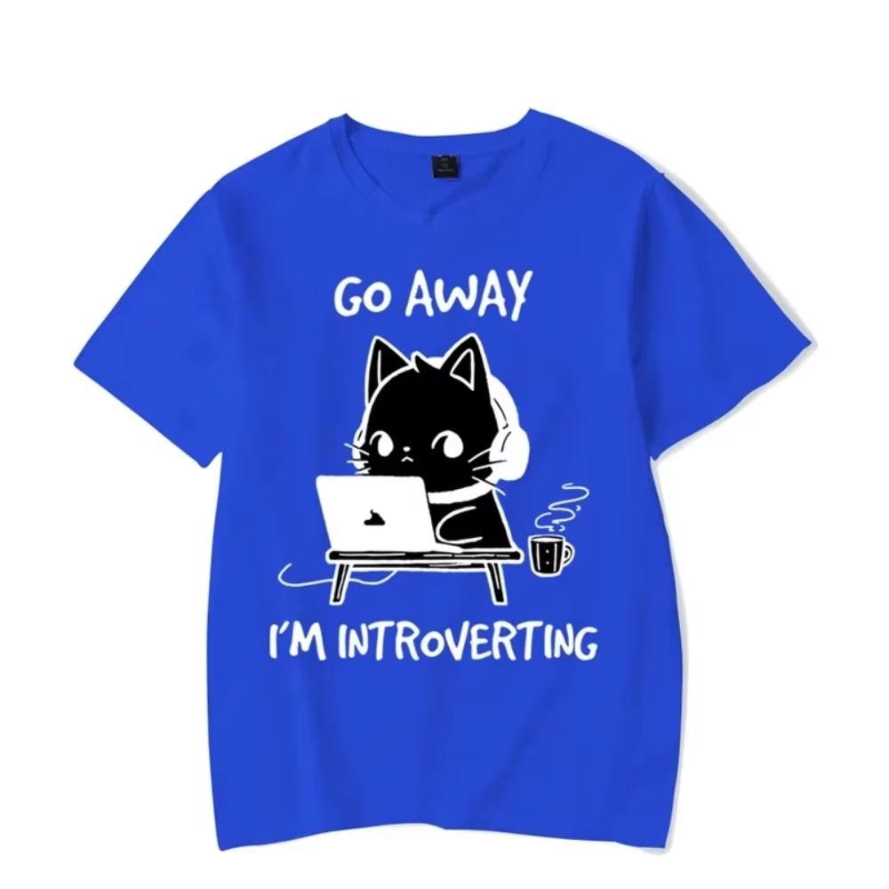 Go Away I’m Introverting Graphic T Shirts Funny Cat Gamer Gaming Tshirt Tops Fashion Harajuku T-shirts Women Men Brand T-shirt