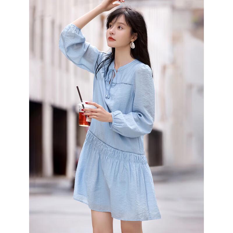 French Style Textured Jacquard Flowy Vacation Dress S