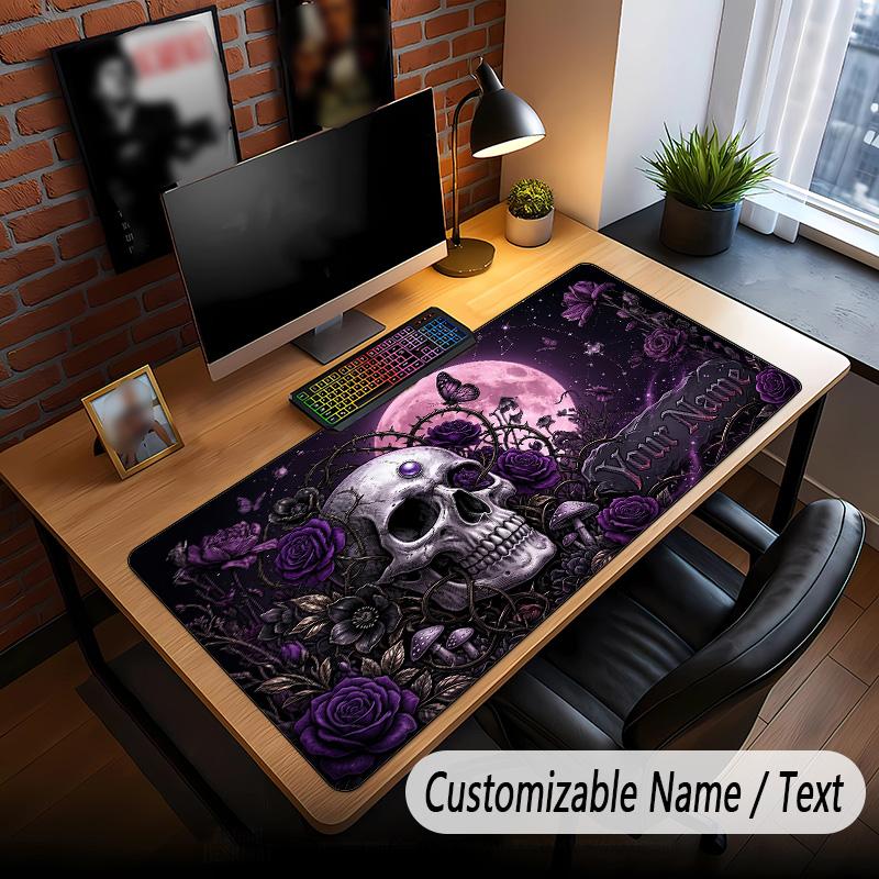 Kaukolės Gothic Temos Individualus Pelės Kilimėlis, Personalizuotas Su Vardiniu Tekstu, Pritaikomas Stalo Kilimėlis Biurui, Namų Dekoras