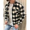 Camisa Casual de Hombre de Manga Larga a Cuadros con Cuello