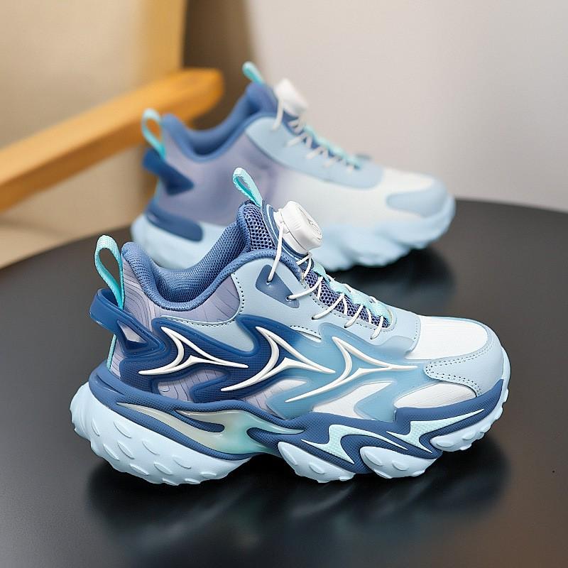 Boys Basketball Shoes With Rotation Buckle Lightweight Anti-Slip Outdoor Indoor Sports Sneakers Kids Ages 4-16