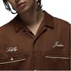 FW24 Letter Embroidery Brand Logo Pointed Collar Button Short Sleeve Shirt Men Shirts Brown HM5040-259