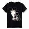 Classy Maine Coon Cat In Hat Pearl T-Shirt, Cute Cat Lover Graphic Tee