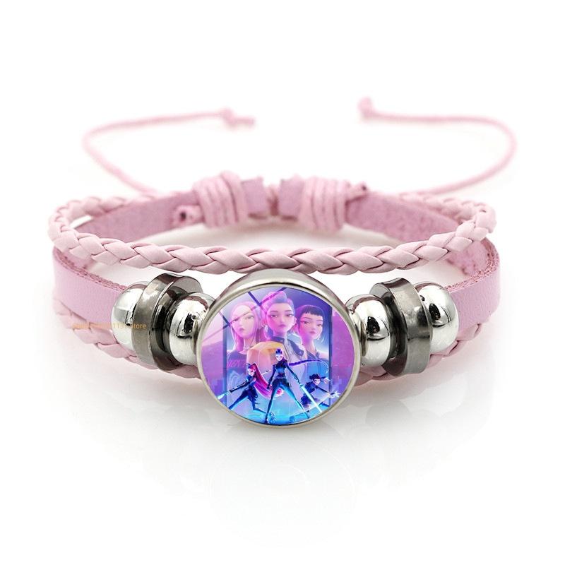 Anime Hand Bracelet Braided Leather Adjustable Wristband Cute Cosplay Accessories Birthday Gift for Kids Girls Fans 3 colors