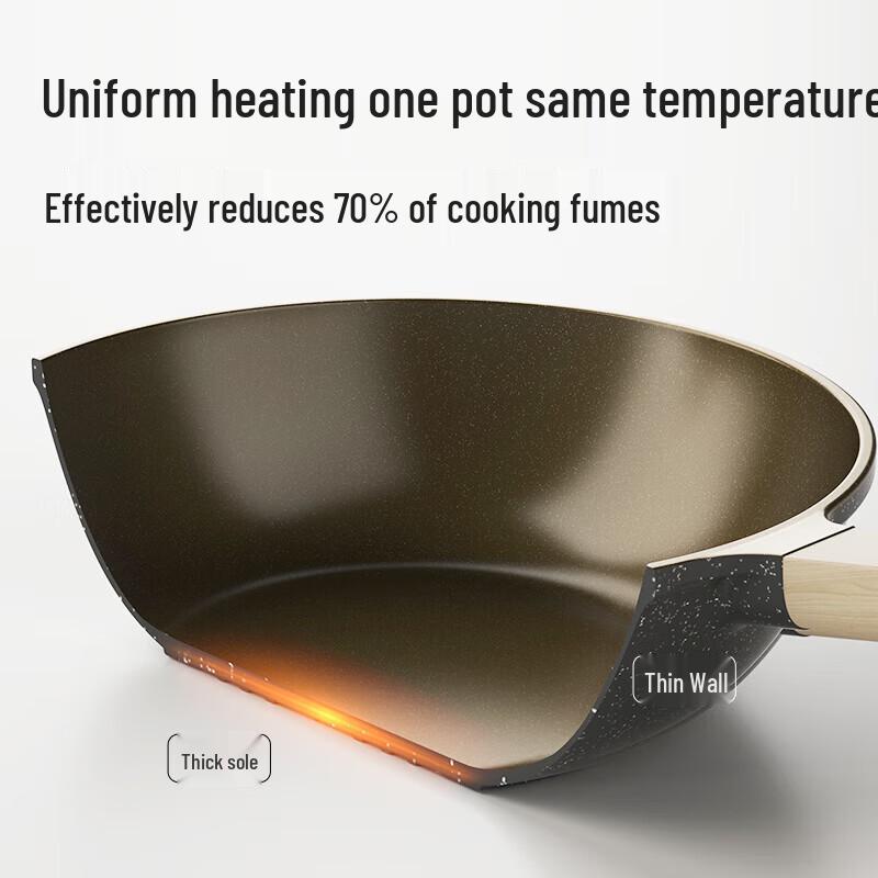 COOKER KING Titanium Ceramic Non-stick Flat Bottom Wok, 32cm
