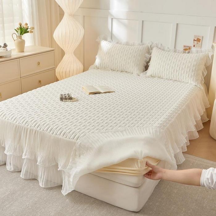 New Summer Latex Mat Summer Quilt Four-Piece Summer Machine Washable Mattress Bed Skirt Ice Silk Soft Mat 200*230cmmatchingsummerquilt