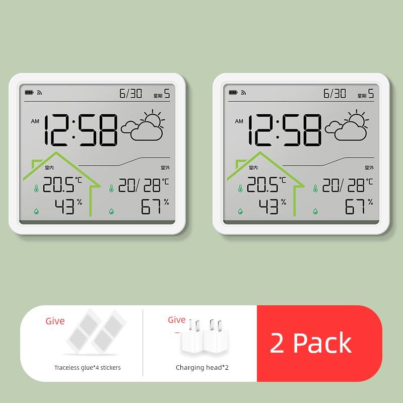 

Wifi Connected Indoor Thermometer for Home Use, Accurate Outdoor Temperature and Humidity Meter, Clock, Pm2.5 Detector, Hygrometer W551 Mini Program Version [Two-Pack]