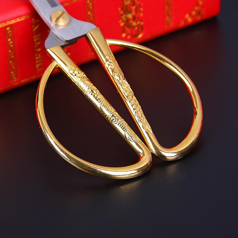 Exquisite Handmade Dragon & Phoenix Tailor Scissors - Golden Retro Wedding & Art Edition