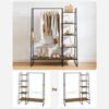 VASAGLE Clothes Rail, Clothes Rack with Shoe Shelf, 5-Tier Storage Rack, 6 Side Hooks, for Bedroom, Living Room, Rustic Brown and Black