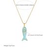 Edelstahl Blau Glasiert Emaille Fisch Anhänger Halskette Für Damen Lady Ozean Strand Mode Neues Schmuck Accessoire Party Geschenk