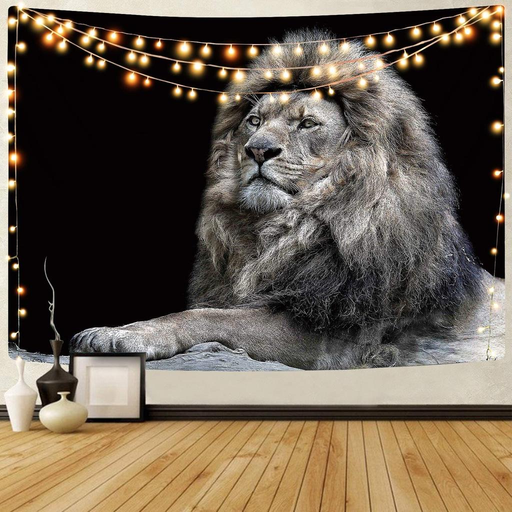 Lion Tapestry Star Lion Tapestry Hippie Art Animal Wall Hanging Tapestry Galaxy Vivid Tapestry