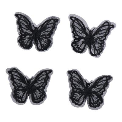 DIY Clothing Butterfly 3D Simulation Double Butterfly Black Butterfly Applique Butterfly Patches Sewing Craft