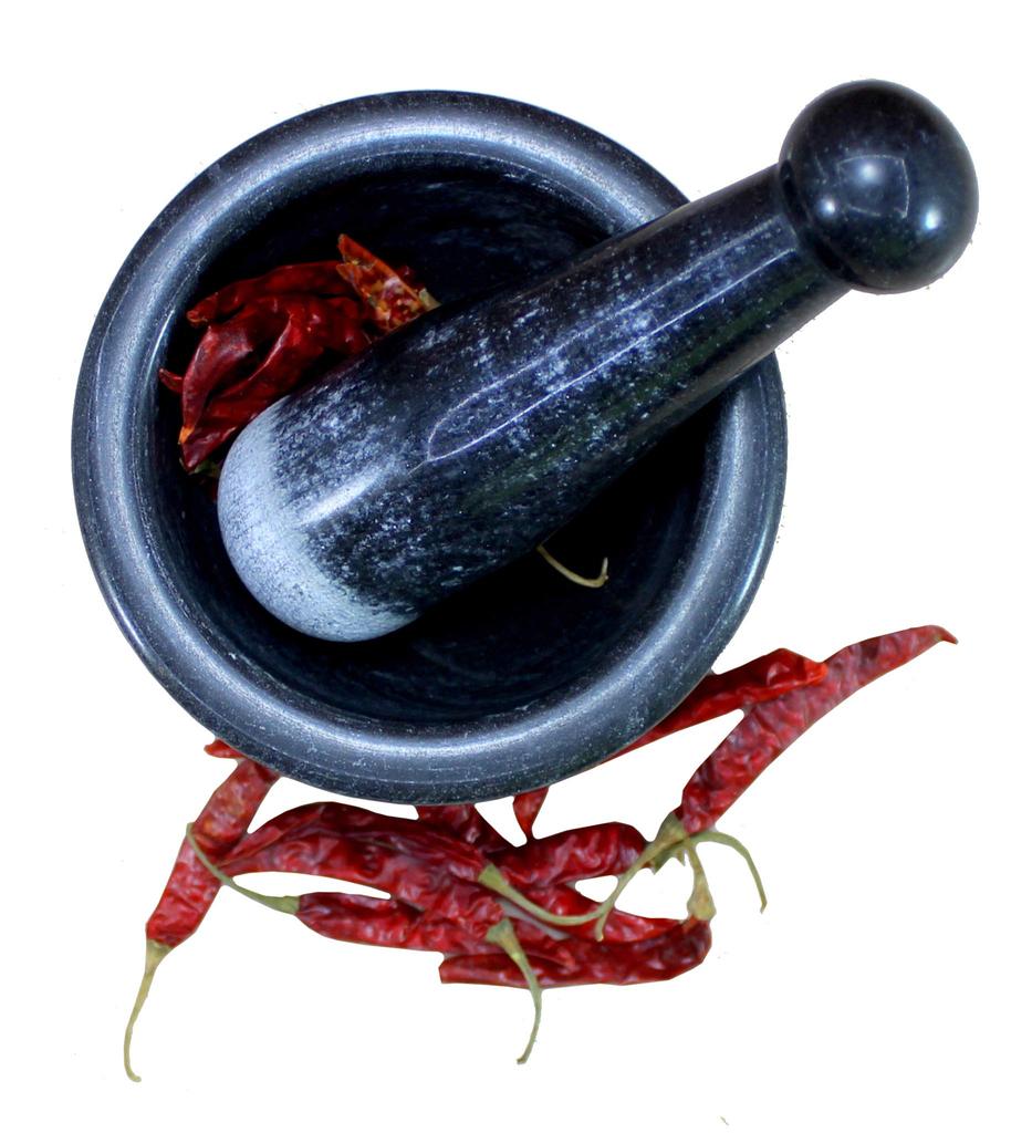 Set mojar și pistil KLEO 5" Diametru Marmură Piatră Naturală pentru Râșniță de Condimente și Pisat Medicamente (Negru)