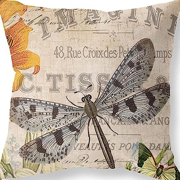 American Retro Printed Linen Pillowcase Living Room Sofa Office Pillow Car Cushion Cover