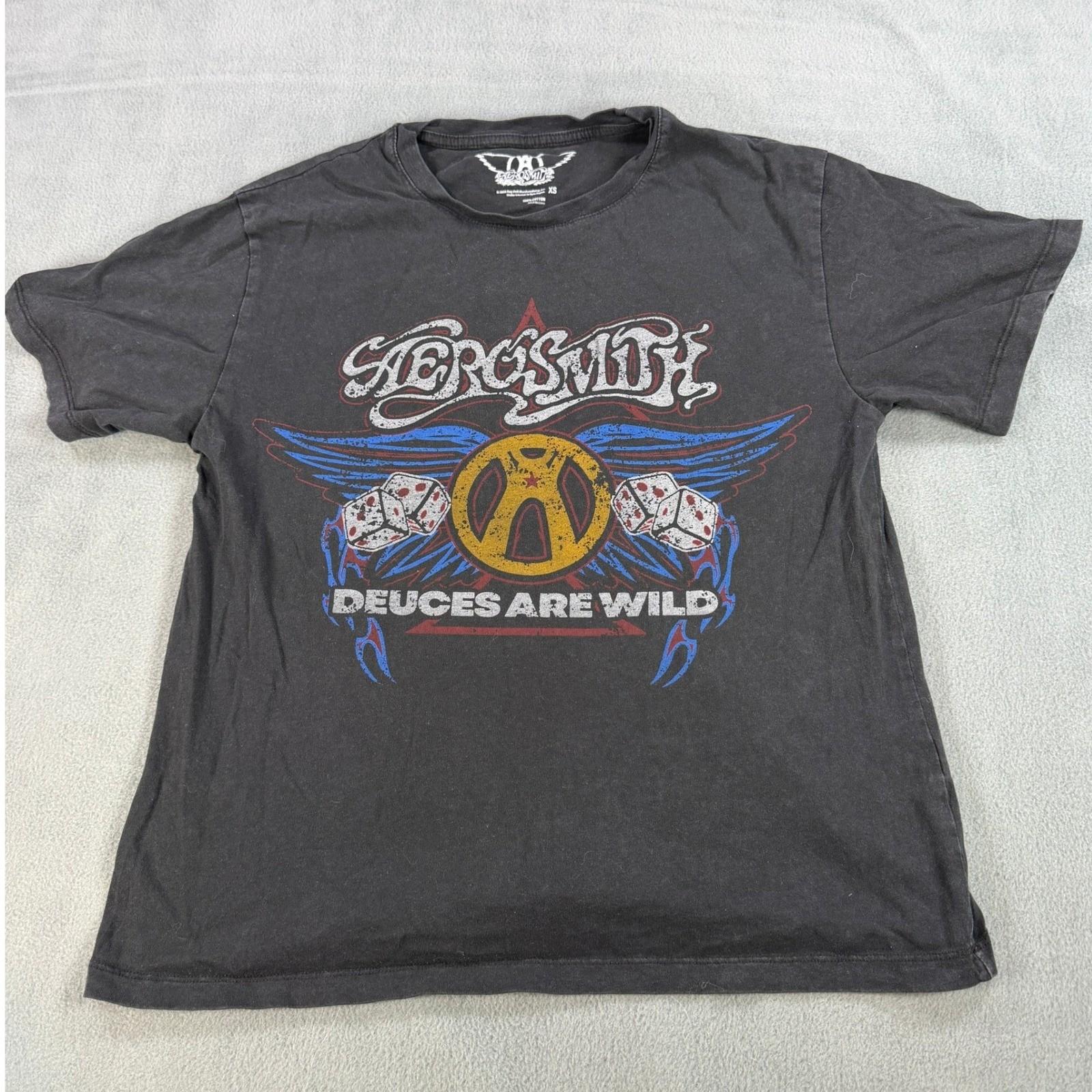 Aerosmith Deuces Are Wild Graphic T-Shirt Black XS Band Tee Las Vegas Residency Unisex T-Shirt S