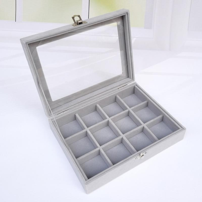 Compact Jewelry Case Display Rack Stylish Jewellery Organizer with Glass Lid Convenient Jewelry Storage Box for Travel