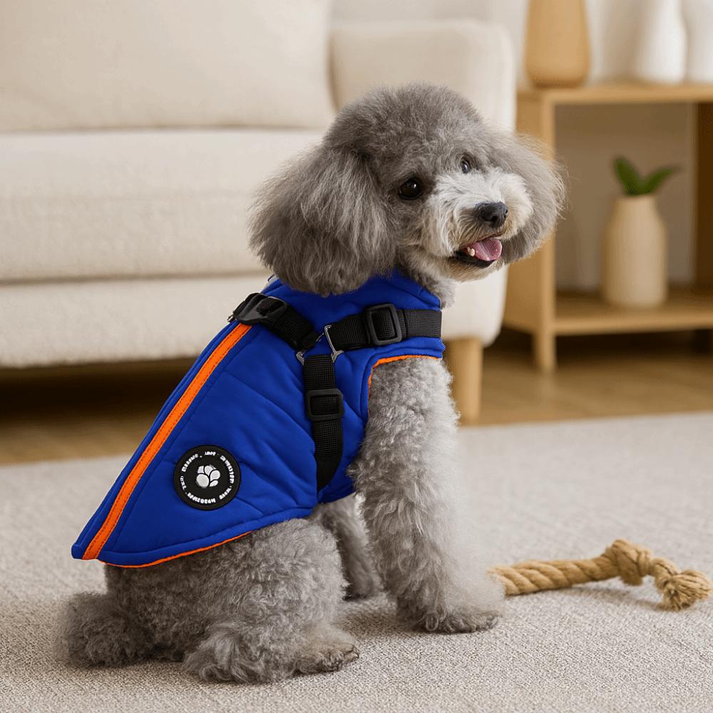 Puppy Outfit Adjustable Dogs Down Clothes Thicken Warm Dog Coat Windproof with Harness Dog Jacket Outdoor