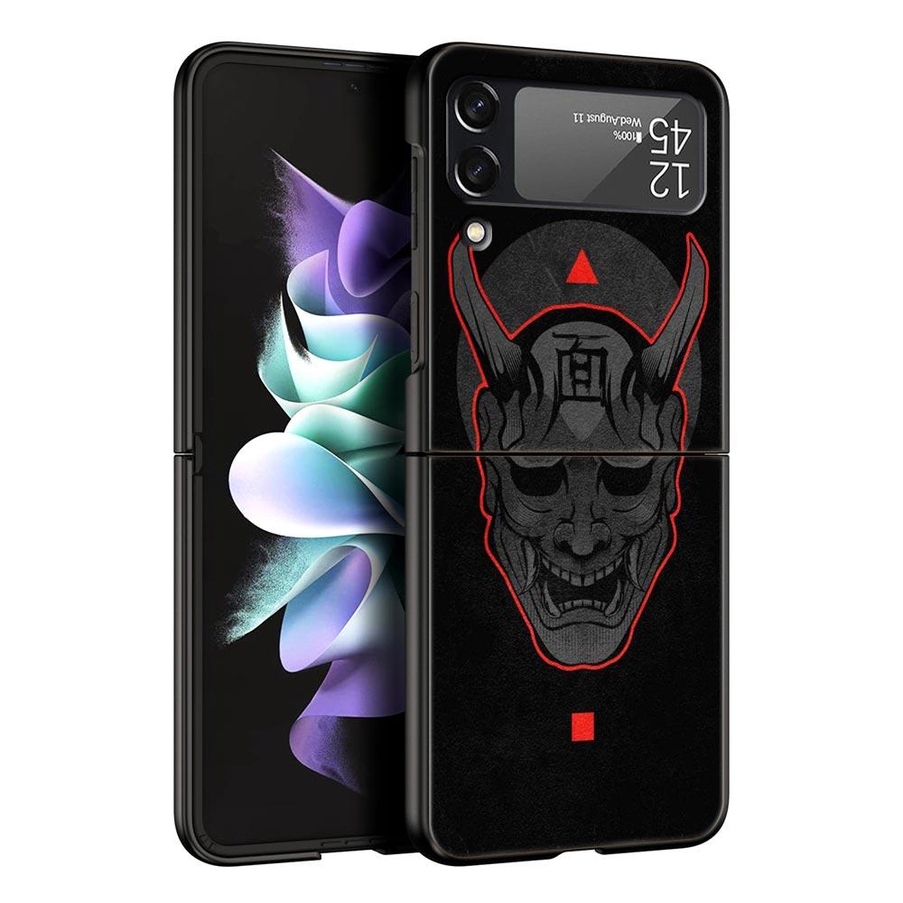 Etui na telefon Samurai Oni Mask dla Samsunga Galaxy Z Flip 3 4 5 Składana obudowa Dla Samsunga Z Flip3 Flip4 Twarde PC Fundas Pokrowiec Bumper