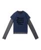 CARGOBROS FOR WOMAN Dot See-Through Long Sleeve Layered Casual Short Sleeve Tee Set (Black/Navy)