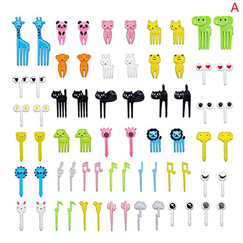 68/76/40Pcs Kids Fruit Forks Picks Kid Bento Accessories Mini Cute Children Snack Cake Dessert Food Pick Toothpick Decor