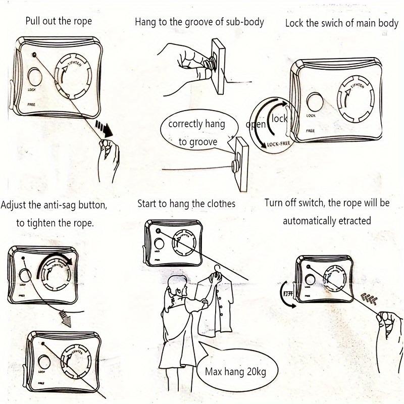 Retractable Clothesline 5M Anti-Sag Clothes Drying Laundry Line Indoor Space Saving Wall-Mounted Invisible Clothesline Ropes New