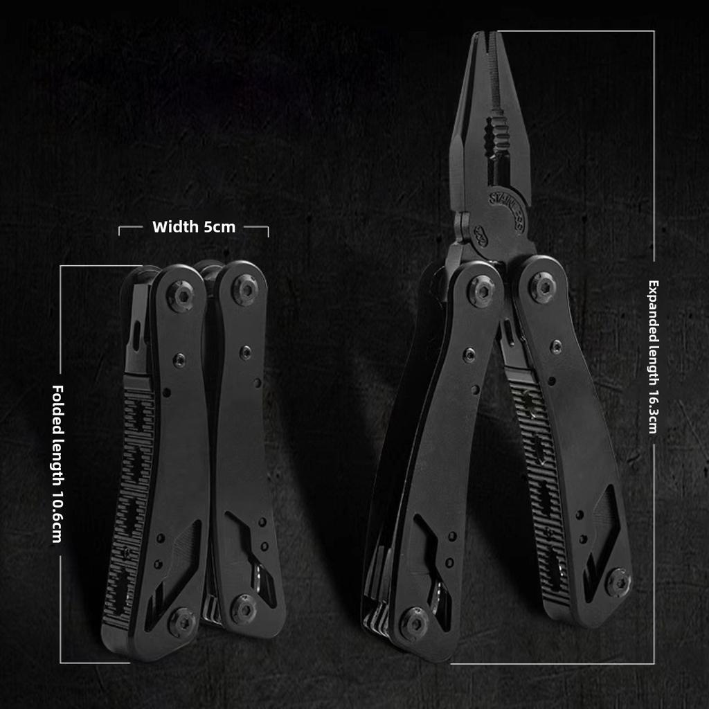 Outdoor Emergency Tool Pliers Stainless Steel Blackened Multifunctional Pliers Portable Camping Folding Knife Pliers Tools