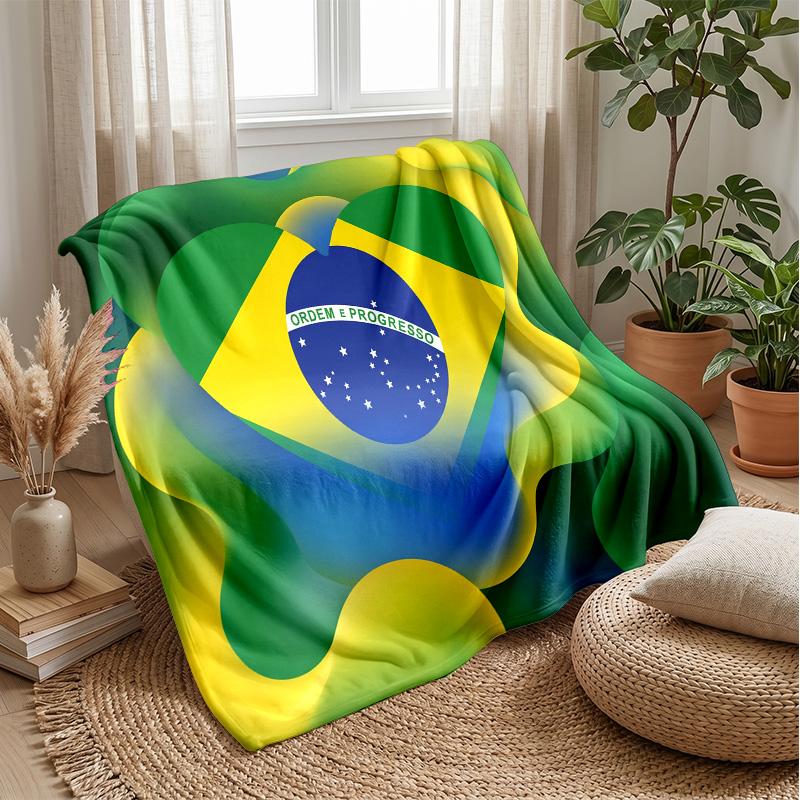 Coperta in Flanella Stampata Calcio Brasile Amica della Pelle Calda Decorativa Plaid per Divano Letto Interno Uso Quotidiano