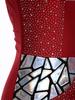Womens Gymnastics Leotard Sleeveless Cutout Back Design Shiny Rhinestones Metallic Sequins Figure Skating Bodysuit