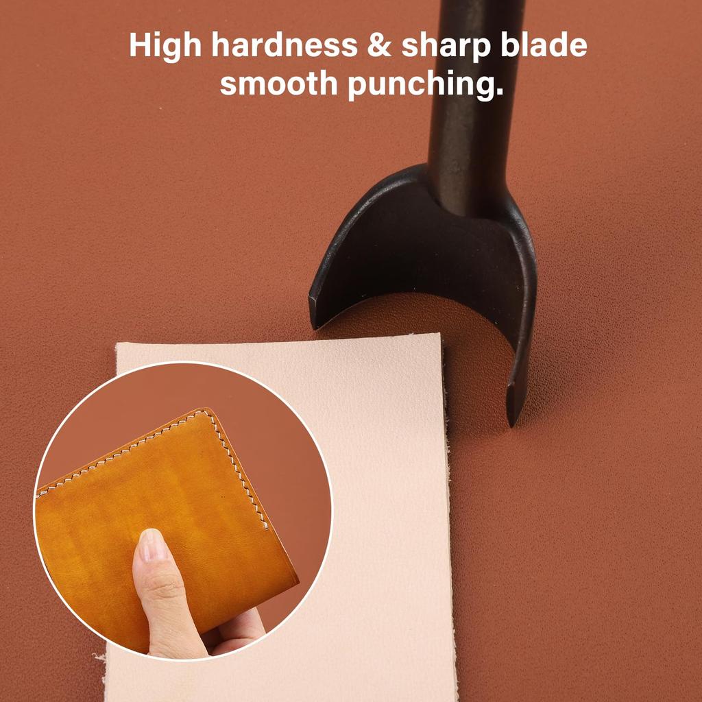 WUTA 5-teiliges Set Halbkreisförmiger Locher, Lederhandwerk Endlocher, Stahlgürtel Halbmondform (10+15+20+25+40mm)