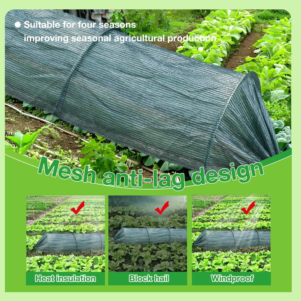 350x60cm Garden Shade Kit for Plants Heat Protection Greenhouse Sun Shade Cloth Netting Cover with Poles for Outdoor Vegetables