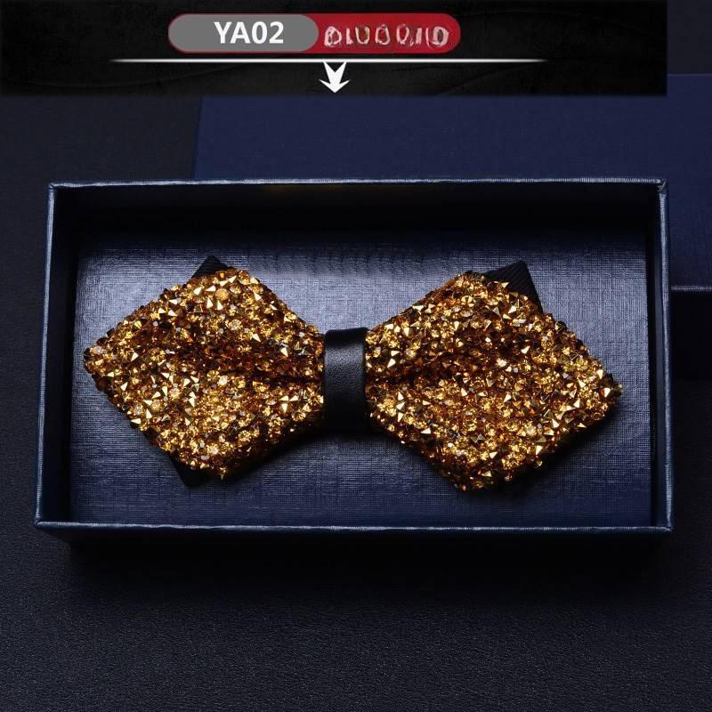 Sharp Flat Bow Tie Male Brotherhood Group 3D Crystal Fashion Wine Red Fashion Bow Tie