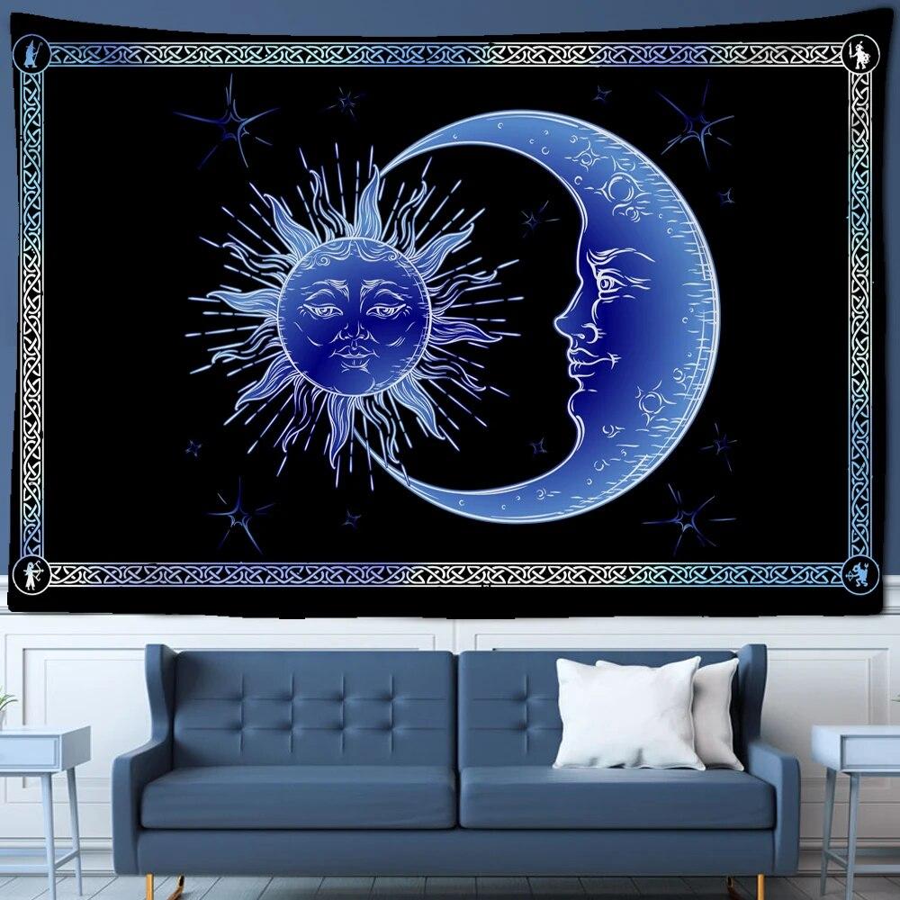 Sun God Moon God Tapestry Bohemian Style Wall Hanging Background Decoration Fabric Beautiful Mysterious Print Decoration