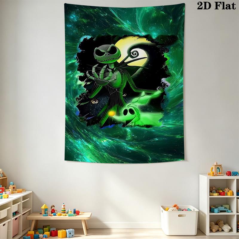 Jack Skellington'S Halloween Adventure Tapestry Fashion Print Wallmounted Background Cloth Atmospheric Background Cloth