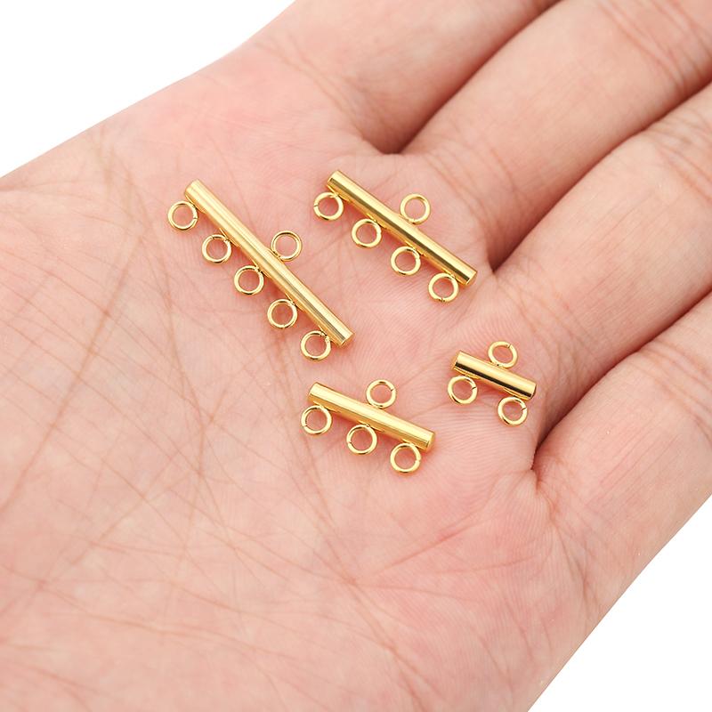 10pcs Stainless Steel Layer Necklace Bracelet Clasp Bails 5 Loops Drop Earrings Chains Connectors DIY Jewelry Findings Supplies