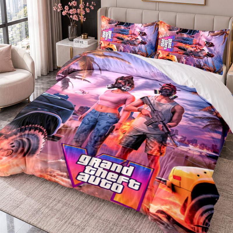 Grand Theft Auto 3Pcs Bedding Set Duvet Cover With Two Pillowcases For Bedroom Home Decoration