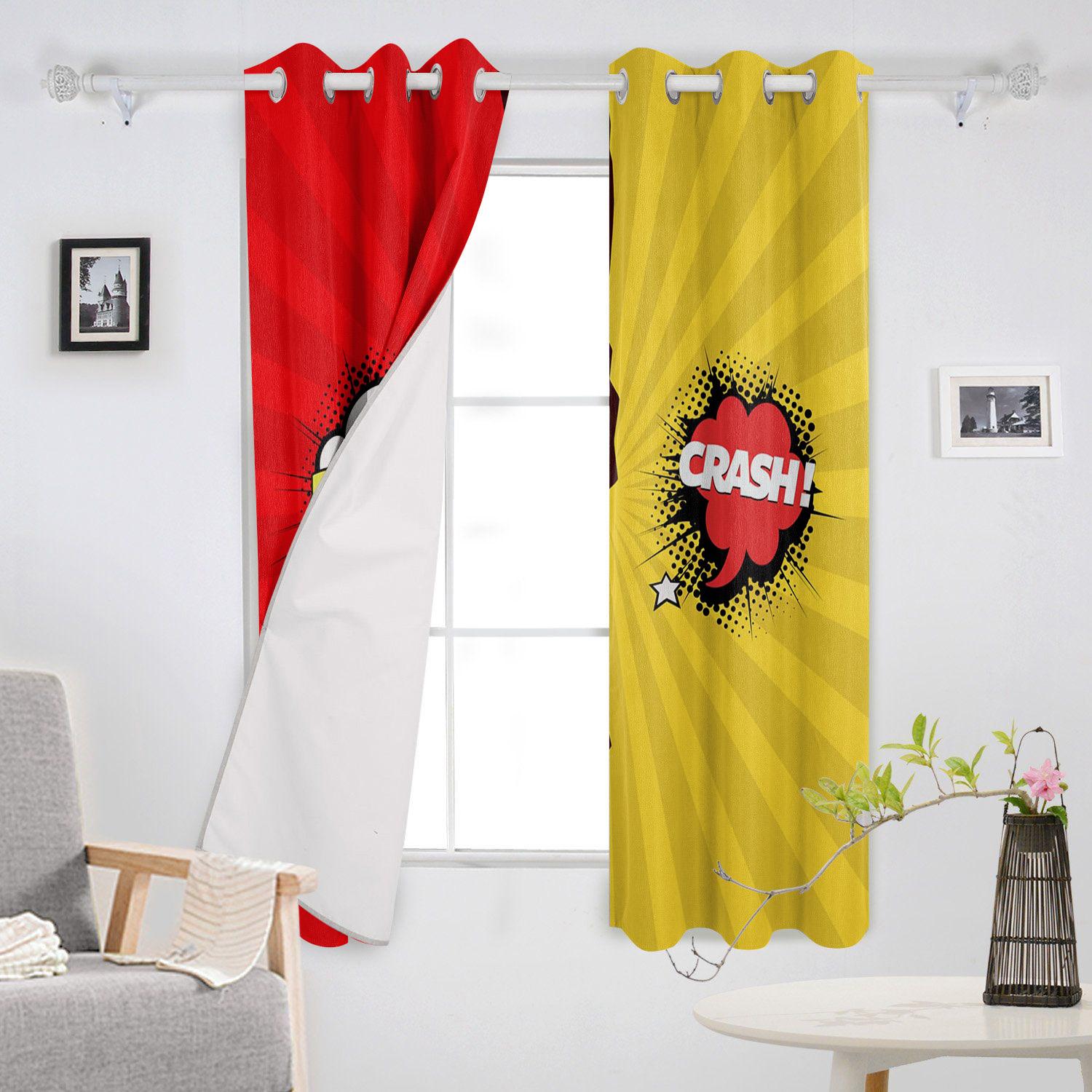 Американский комикс взрыв красный желтый новые простые шторы украшение дома шторы — фото 3