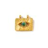 1 Piece 304 Stainless Steel 18K Gold Plated Natural Stone Rhinestone Palm Shaped Eye Rectangle Pendant For Necklace DIY Making