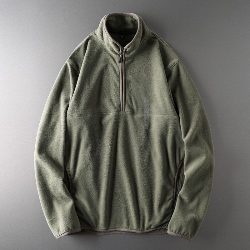 Half Zipper Sweatshirt Men's Turtleneck Spring and Autumn Export Export Tail Single Cut Label Original Single Men's Stand Collar Polar Fleece Jacket