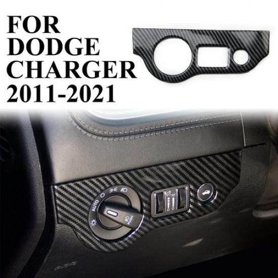 Carbon Fiber Style Headlight Switch Button Panel Trim cover For Dodge Charger